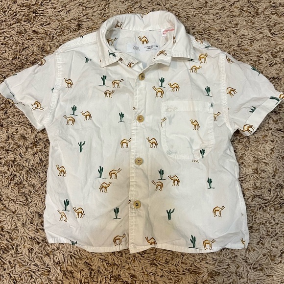 Zara Button down shirt short sleeves desert print - Picture 3 of 10